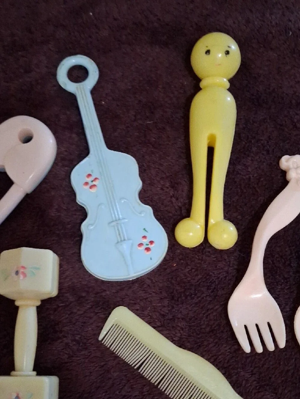 Antique Baby Rattles Etc - Pastel Pink, Yellow, Blue, Cream Accessories